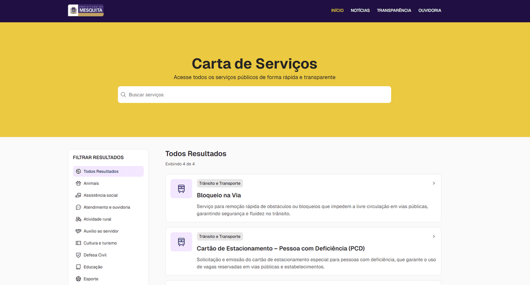 Cartas de Serviço - Mesquita